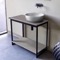 Console Sink Vanity With Ceramic Vessel Sink and Grey Oak Shelf, 35